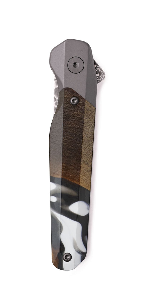 Live Edge Wood Pocket Knife - Adelaide (Black & White, 741878)