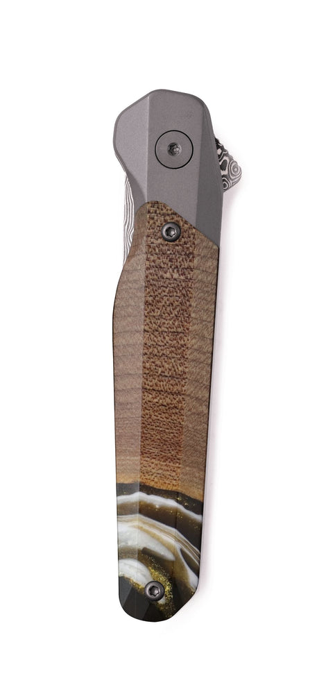 Live Edge Wood Pocket Knife - Brielle (Black & White, 741879)