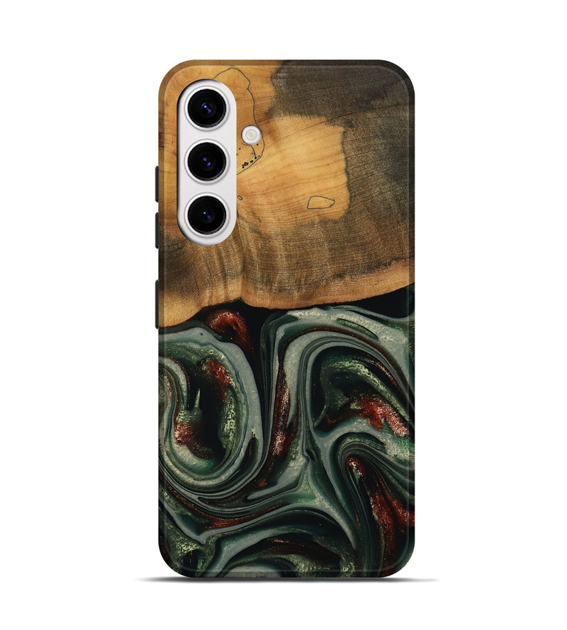 Galaxy S25 Wood Live Edge Phone Case - Maximus (Green, 741926)