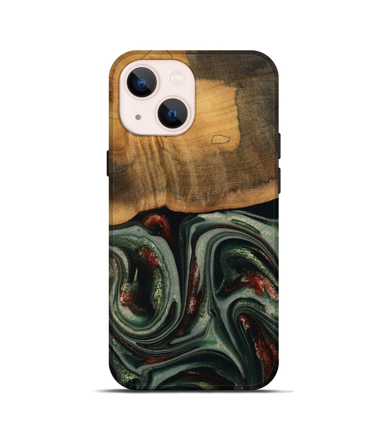 iPhone 13 mini Wood Live Edge Phone Case - Maximus (Green, 741926)