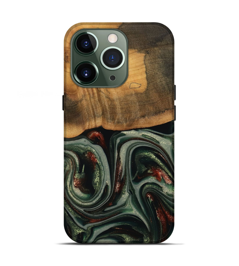 iPhone 13 Pro Wood Live Edge Phone Case - Maximus (Green, 741926)