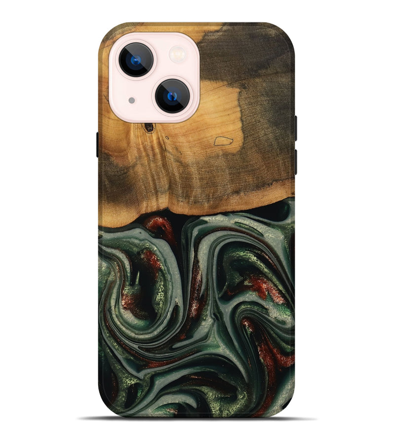 iPhone 14 Plus Wood Live Edge Phone Case - Maximus (Green, 741926)