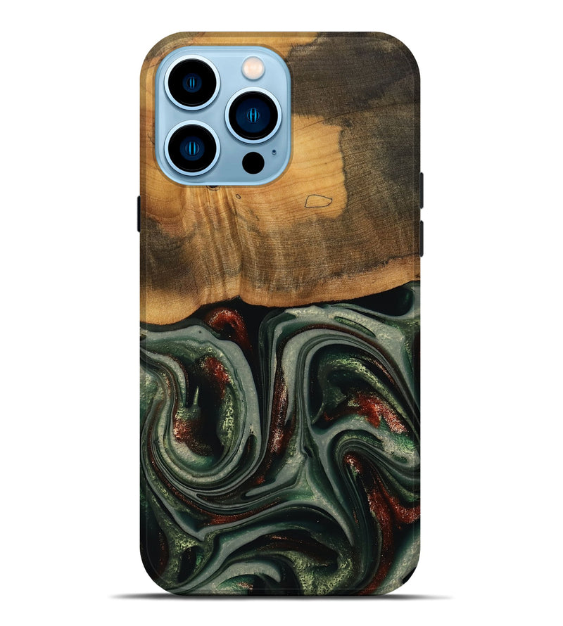 iPhone 14 Pro Max Wood Live Edge Phone Case - Maximus (Green, 741926)