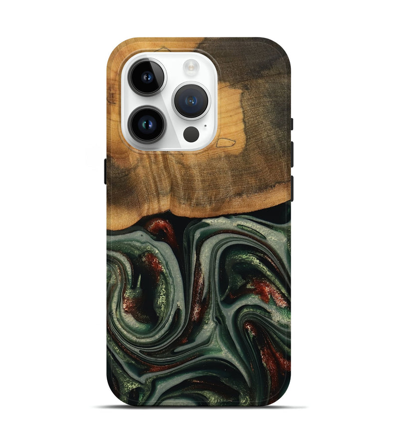 iPhone 15 Pro Wood Live Edge Phone Case - Maximus (Green, 741926)