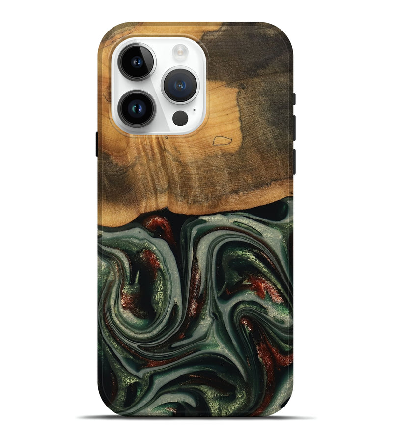 iPhone 15 Pro Max Wood Live Edge Phone Case - Maximus (Green, 741926)