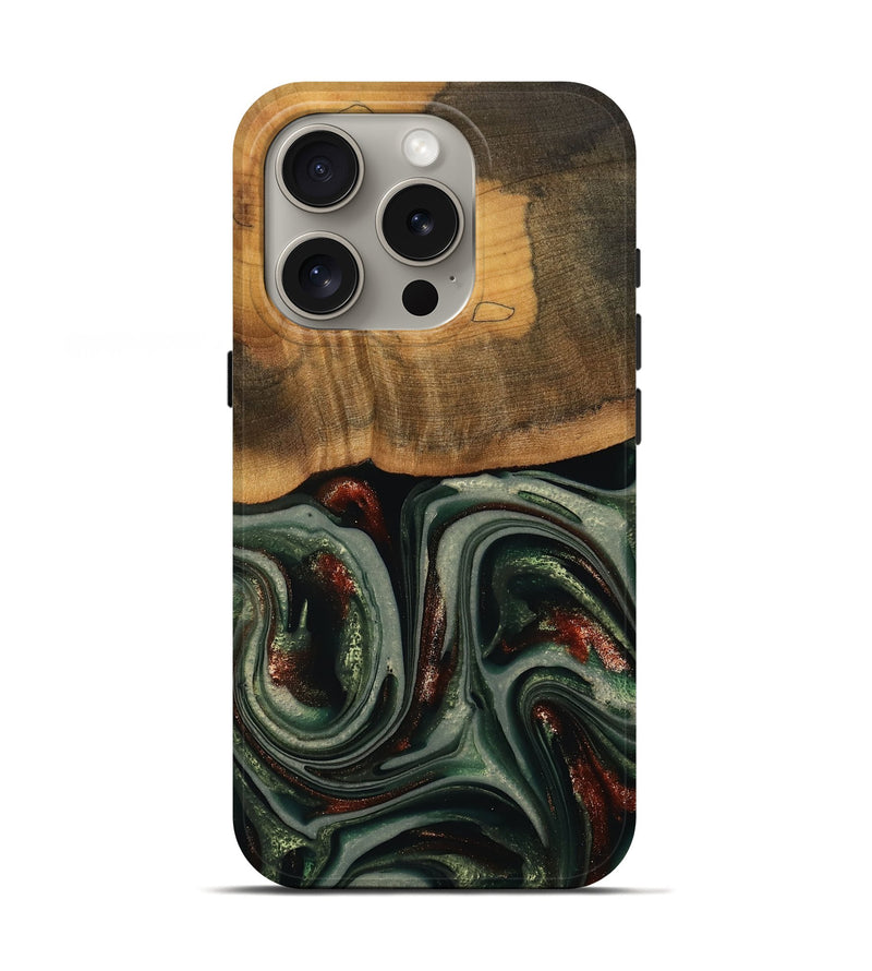 iPhone 16 Pro Wood Live Edge Phone Case - Maximus (Green, 741926)