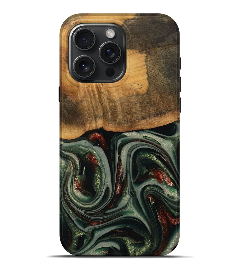 iPhone 16 Pro Max Wood Live Edge Phone Case - Maximus (Green, 741926)