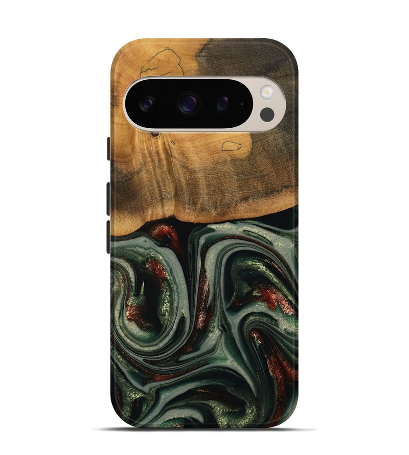 Pixel 9 Wood Live Edge Phone Case - Maximus (Green, 741926)