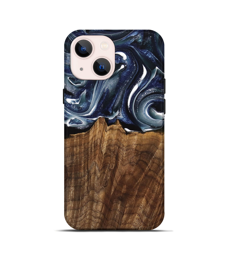 iPhone 13 mini Wood Live Edge Phone Case - Court (Blue, 741927)