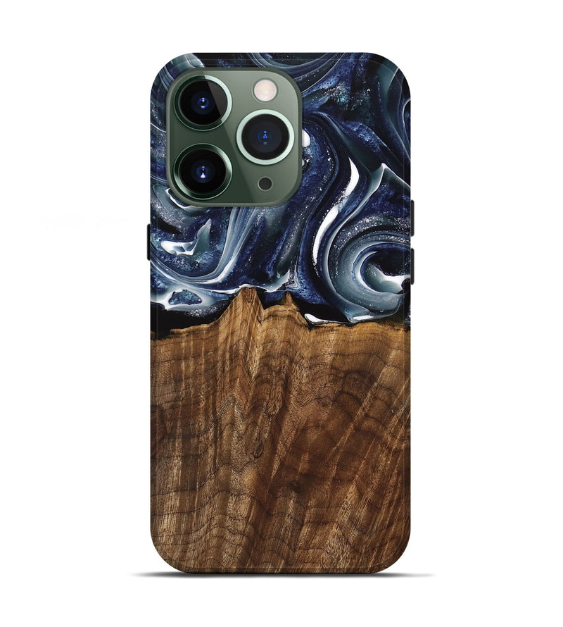 iPhone 13 Pro Wood Live Edge Phone Case - Court (Blue, 741927)