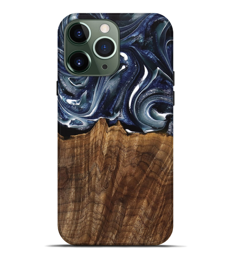 iPhone 13 Pro Max Wood Live Edge Phone Case - Court (Blue, 741927)