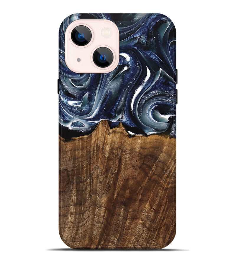 iPhone 14 Plus Wood Live Edge Phone Case - Court (Blue, 741927)