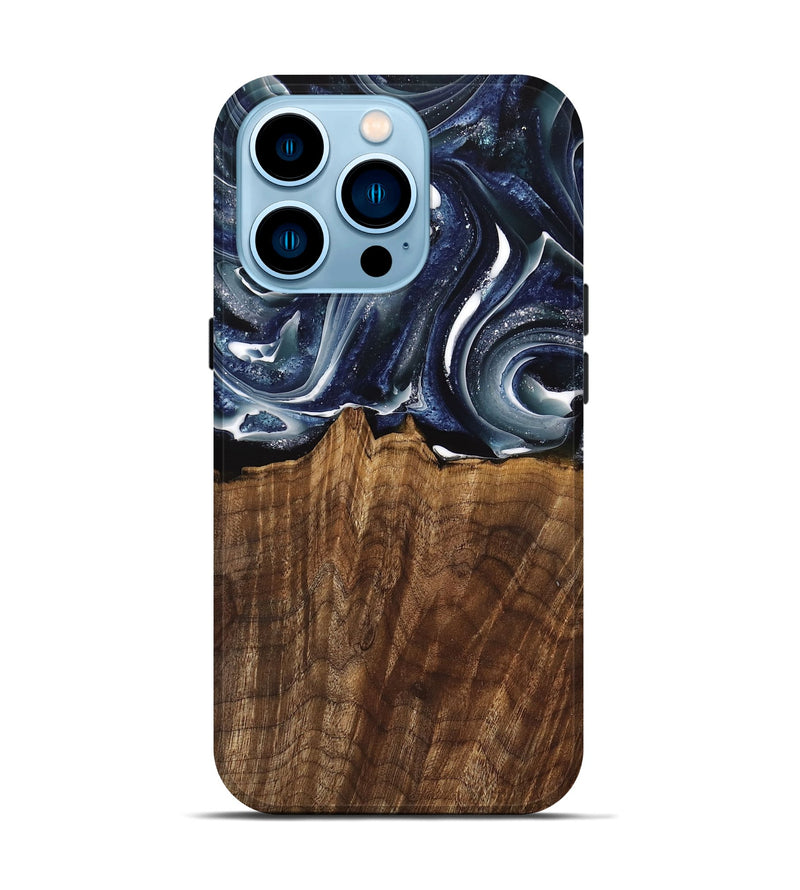 iPhone 14 Pro Wood Live Edge Phone Case - Court (Blue, 741927)