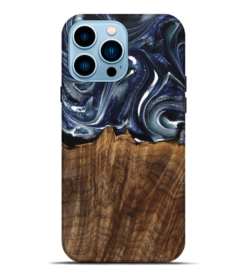 iPhone 14 Pro Max Wood Live Edge Phone Case - Court (Blue, 741927)