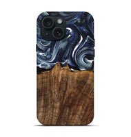 iPhone 15 Wood Live Edge Phone Case - Court (Blue, 741927)