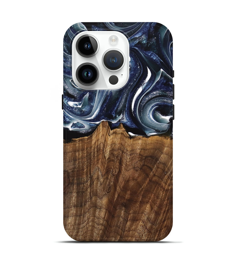 iPhone 15 Pro Wood Live Edge Phone Case - Court (Blue, 741927)