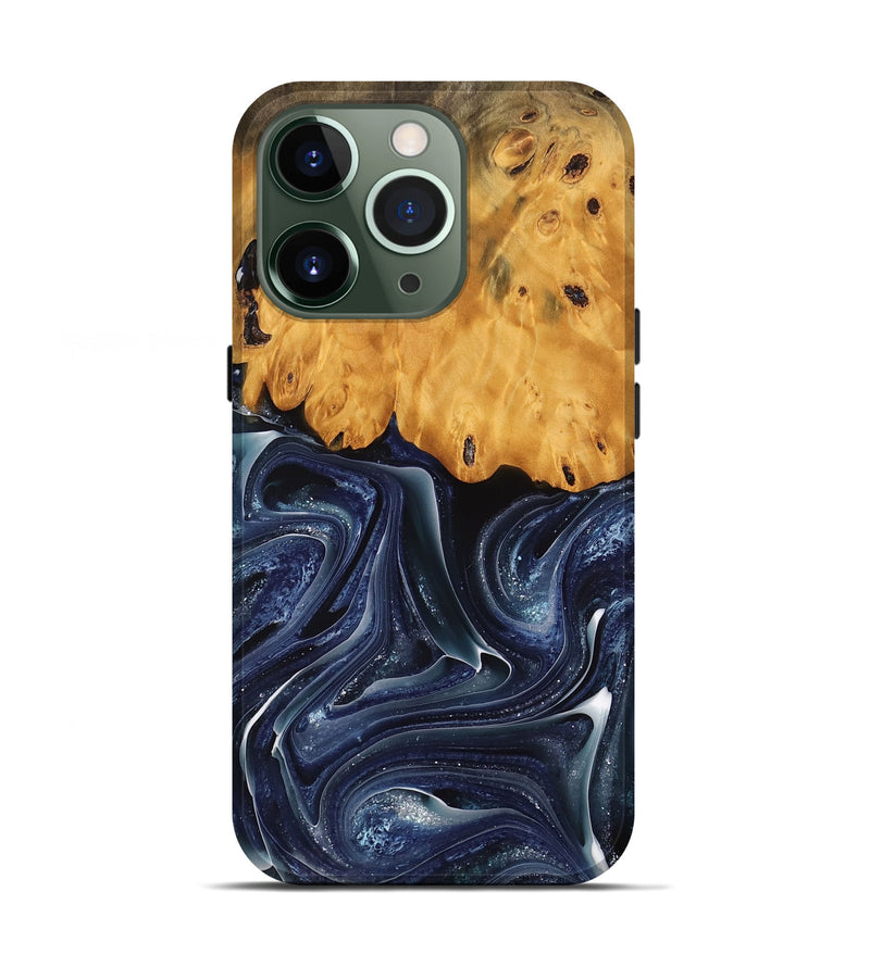 iPhone 13 Pro Wood Live Edge Phone Case - Habeeb (Blue, 741929)