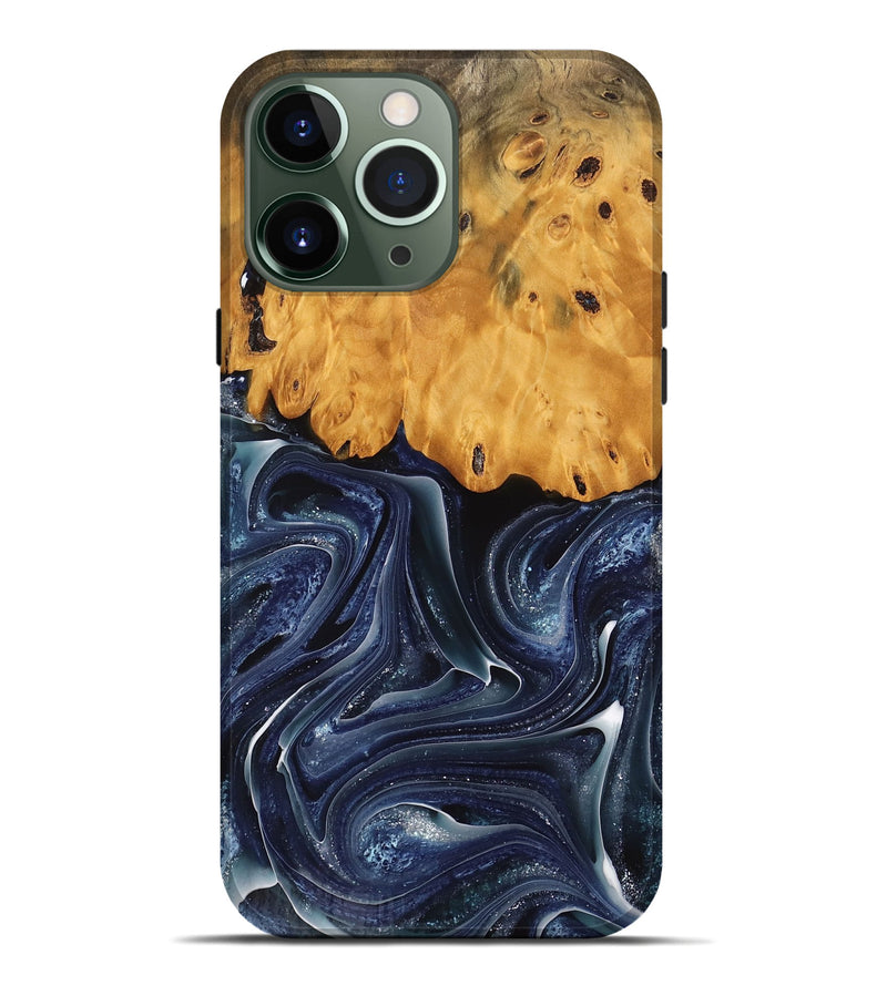 iPhone 13 Pro Max Wood Live Edge Phone Case - Habeeb (Blue, 741929)