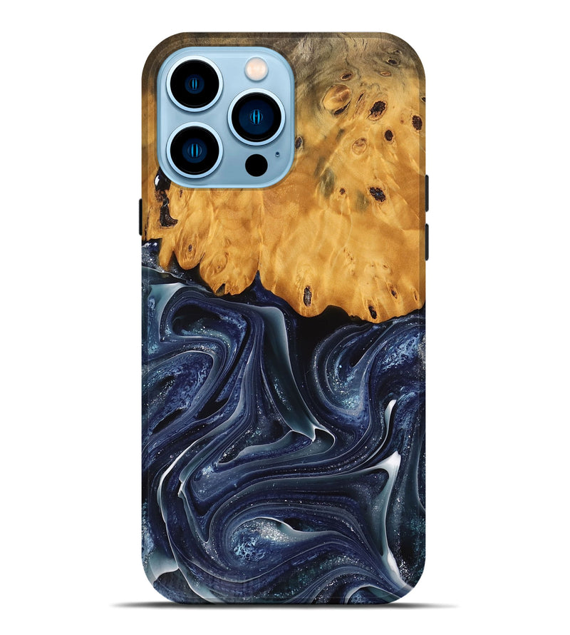 iPhone 14 Pro Max Wood Live Edge Phone Case - Habeeb (Blue, 741929)