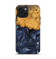 iPhone 15 Wood Live Edge Phone Case - Habeeb (Blue, 741929)