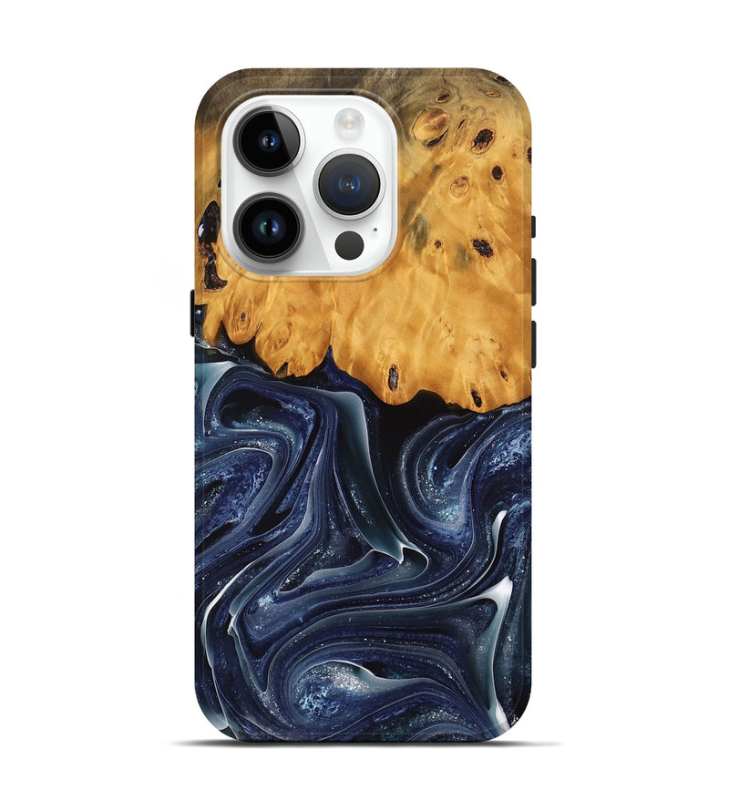 iPhone 15 Pro Wood Live Edge Phone Case - Habeeb (Blue, 741929)