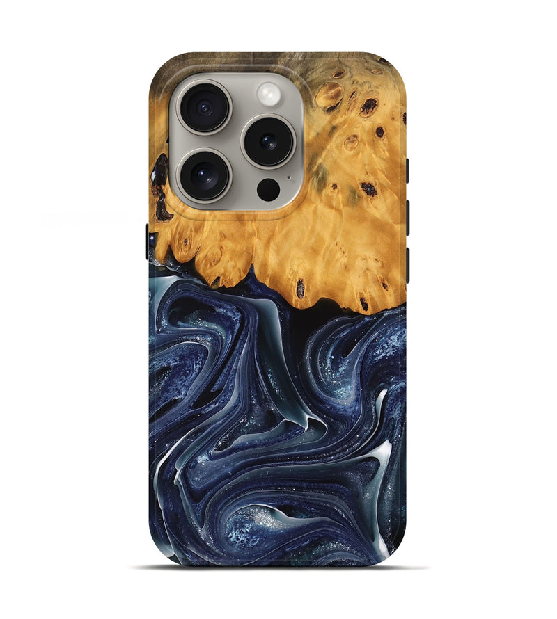 iPhone 16 Pro Wood Live Edge Phone Case - Habeeb (Blue, 741929)