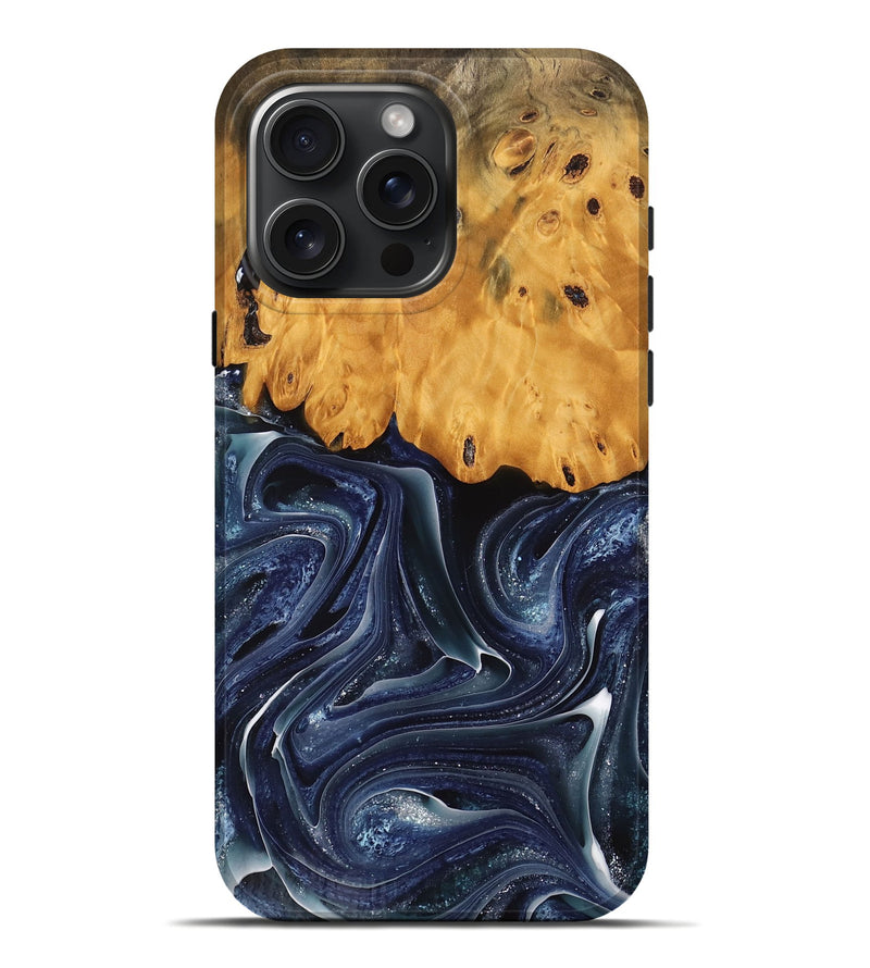 iPhone 16 Pro Max Wood Live Edge Phone Case - Habeeb (Blue, 741929)