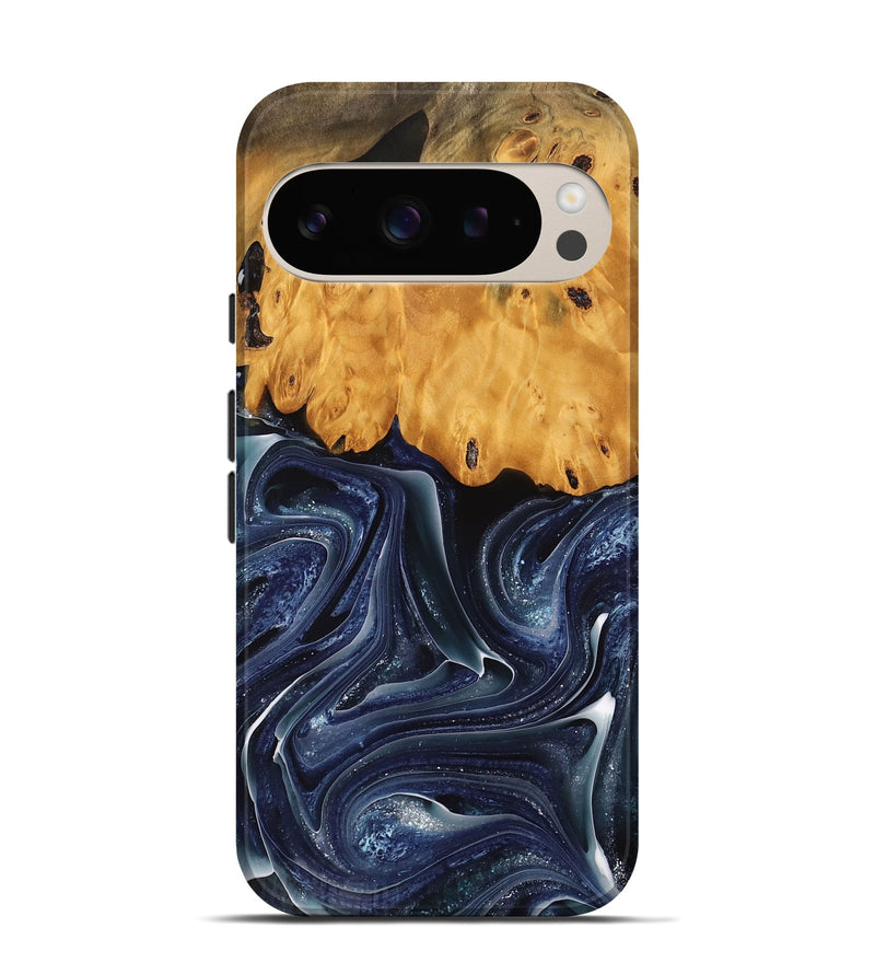 Pixel 9 Wood Live Edge Phone Case - Habeeb (Blue, 741929)