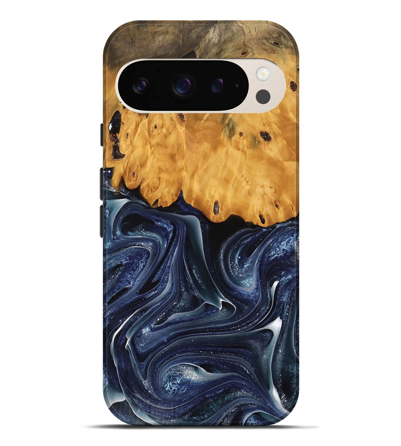 Pixel 9 Pro XL Wood Live Edge Phone Case - Habeeb (Blue, 741929)