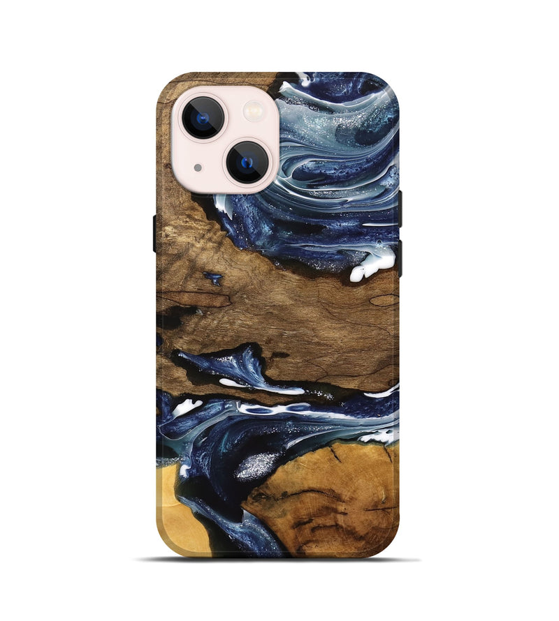 iPhone 13 mini Wood Live Edge Phone Case - Ednah (Blue, 741930)