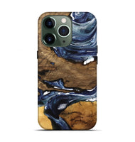 iPhone 13 Pro Wood Live Edge Phone Case - Ednah (Blue, 741930)