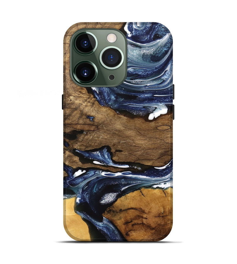 iPhone 13 Pro Wood Live Edge Phone Case - Ednah (Blue, 741930)