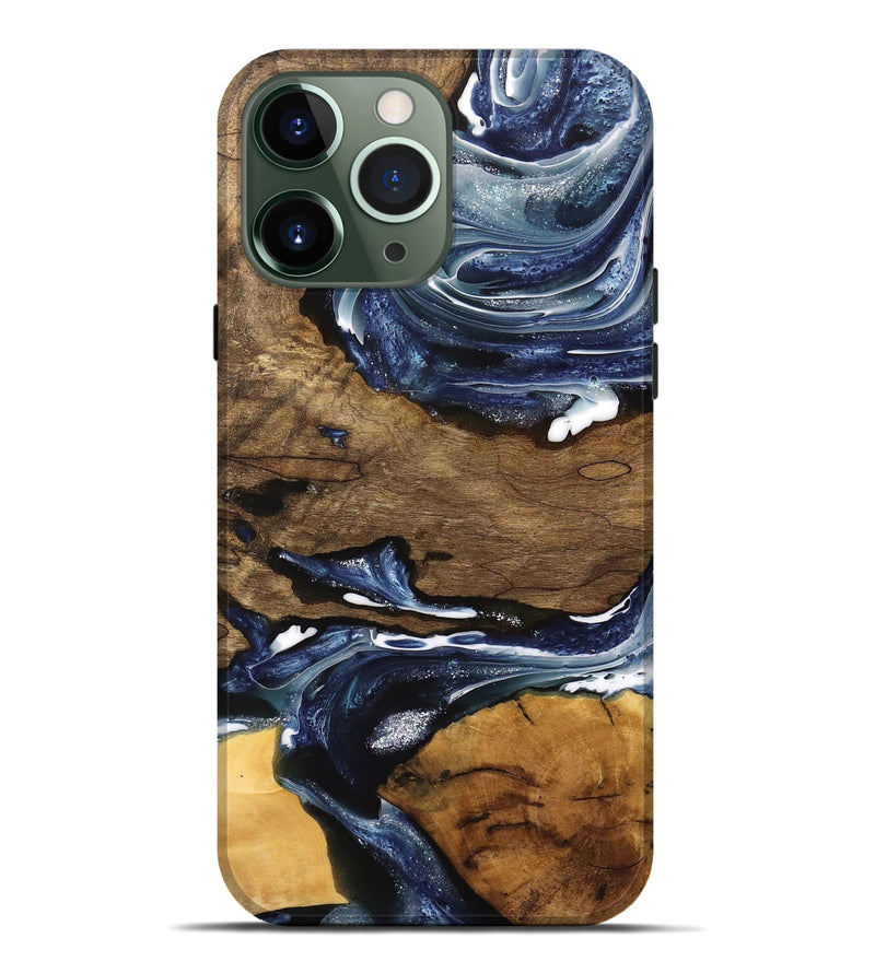 iPhone 13 Pro Max Wood Live Edge Phone Case - Ednah (Blue, 741930)