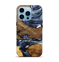 iPhone 14 Pro Wood Live Edge Phone Case - Ednah (Blue, 741930)