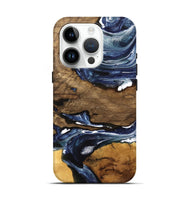 iPhone 15 Pro Wood Live Edge Phone Case - Ednah (Blue, 741930)