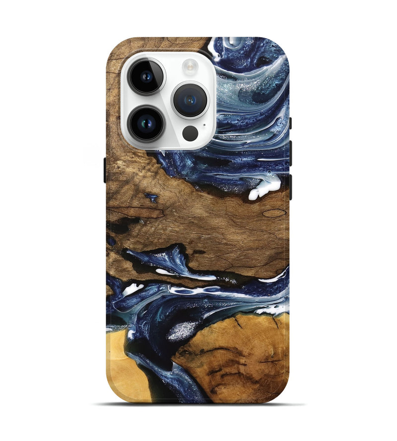 iPhone 15 Pro Wood Live Edge Phone Case - Ednah (Blue, 741930)