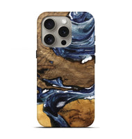 iPhone 16 Pro Wood Live Edge Phone Case - Ednah (Blue, 741930)