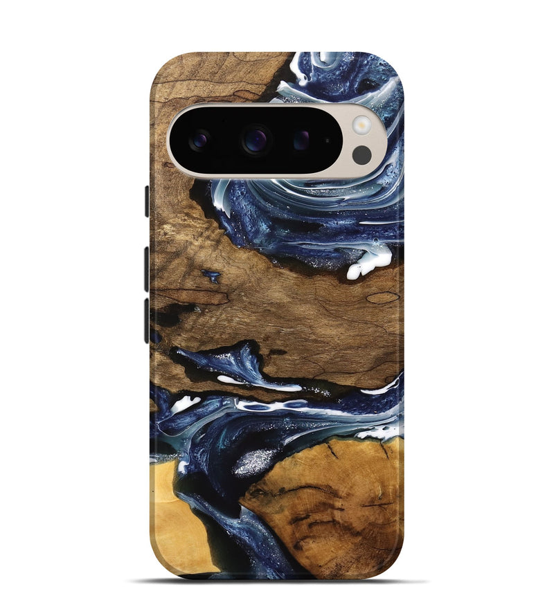 Pixel 9 Pro Wood Live Edge Phone Case - Ednah (Blue, 741930)