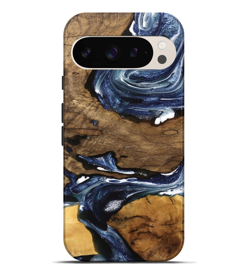 Pixel 9 Pro XL Wood Live Edge Phone Case - Ednah (Blue, 741930)