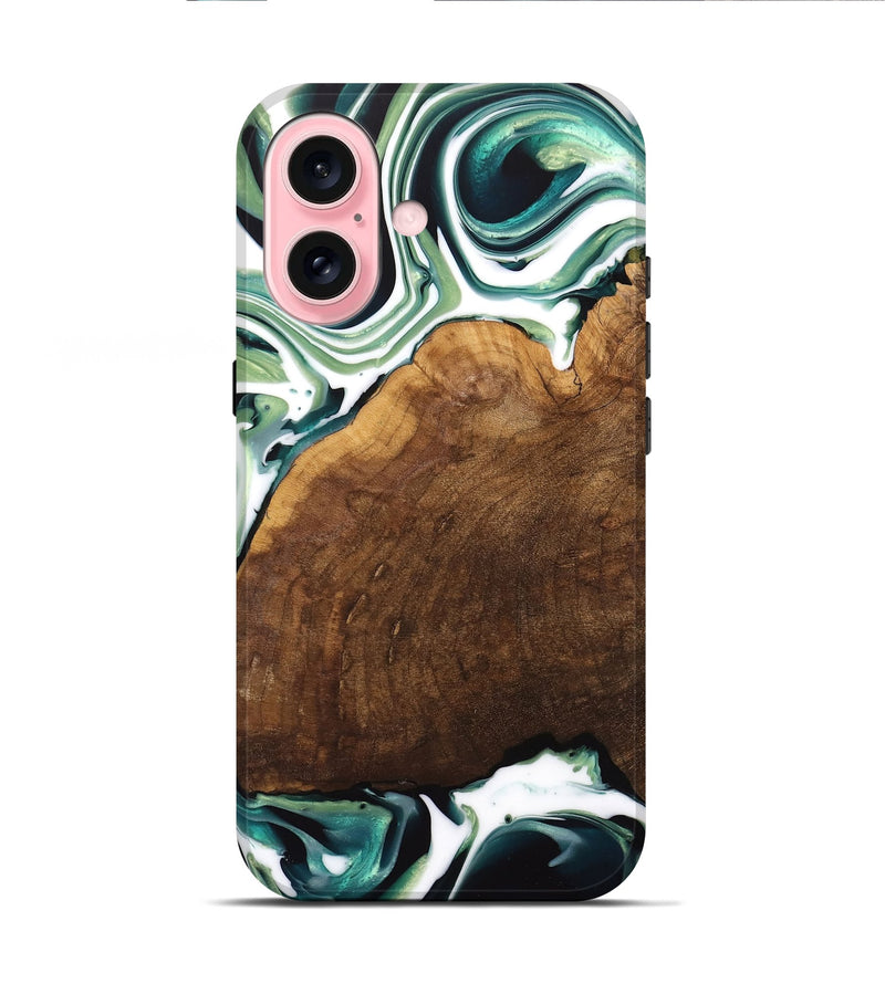 iPhone 16 Wood Live Edge Phone Case - Almus (Green, 741931)