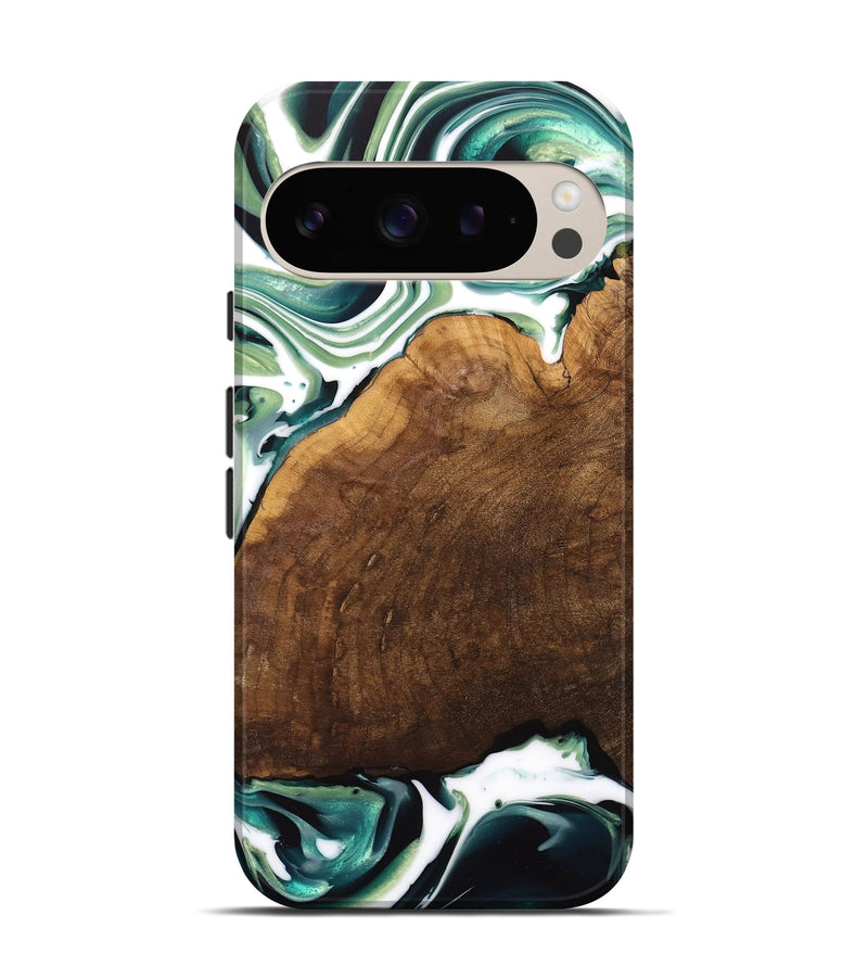 Pixel 9 Pro Wood Live Edge Phone Case - Almus (Green, 741931)