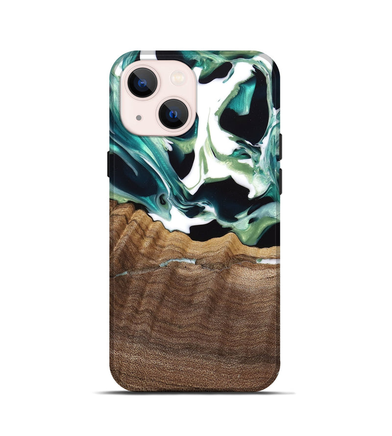 iPhone 13 mini Wood Live Edge Phone Case - Lyman (Green, 741933)