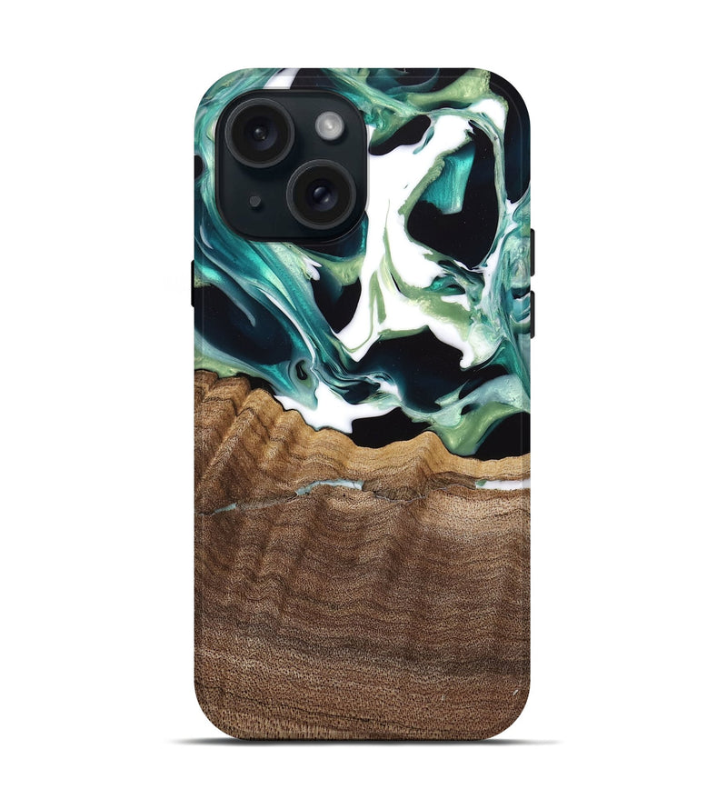 iPhone 15 Wood Live Edge Phone Case - Lyman (Green, 741933)