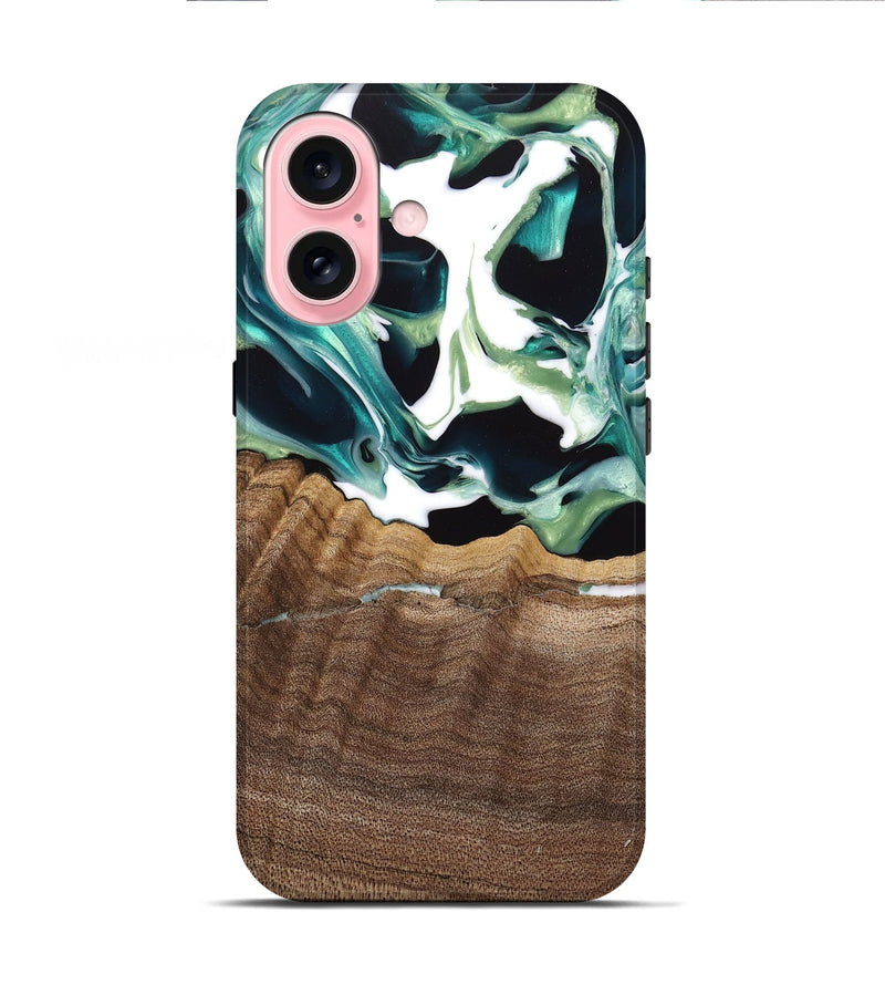 iPhone 16 Wood Live Edge Phone Case - Lyman (Green, 741933)