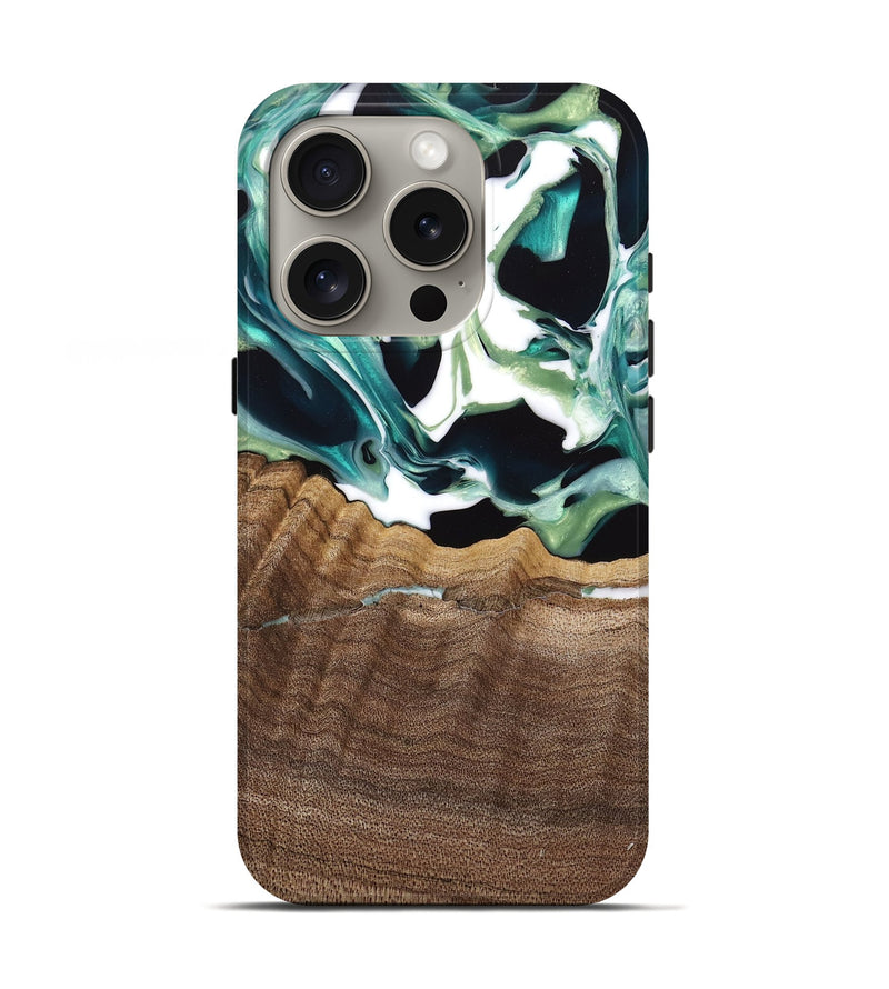 iPhone 16 Pro Wood Live Edge Phone Case - Lyman (Green, 741933)