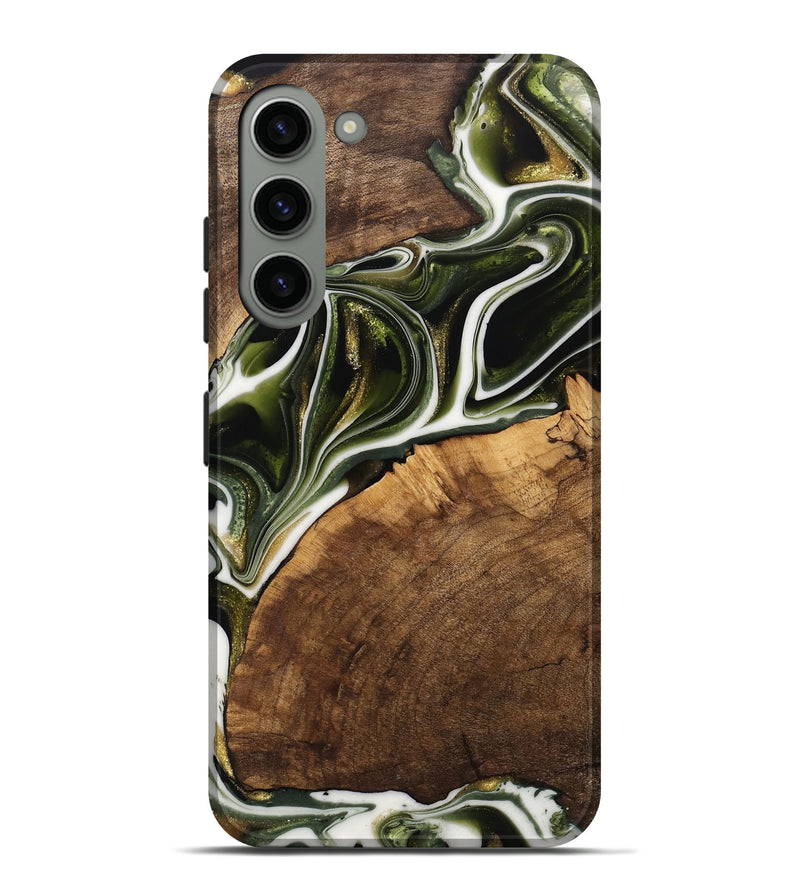 Galaxy S23 Plus Wood Live Edge Phone Case - Leigha (Black & White, 741935)