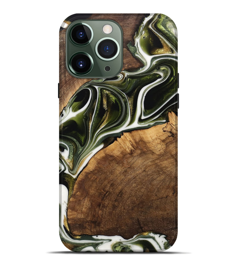 iPhone 13 Pro Max Wood Live Edge Phone Case - Leigha (Black & White, 741935)