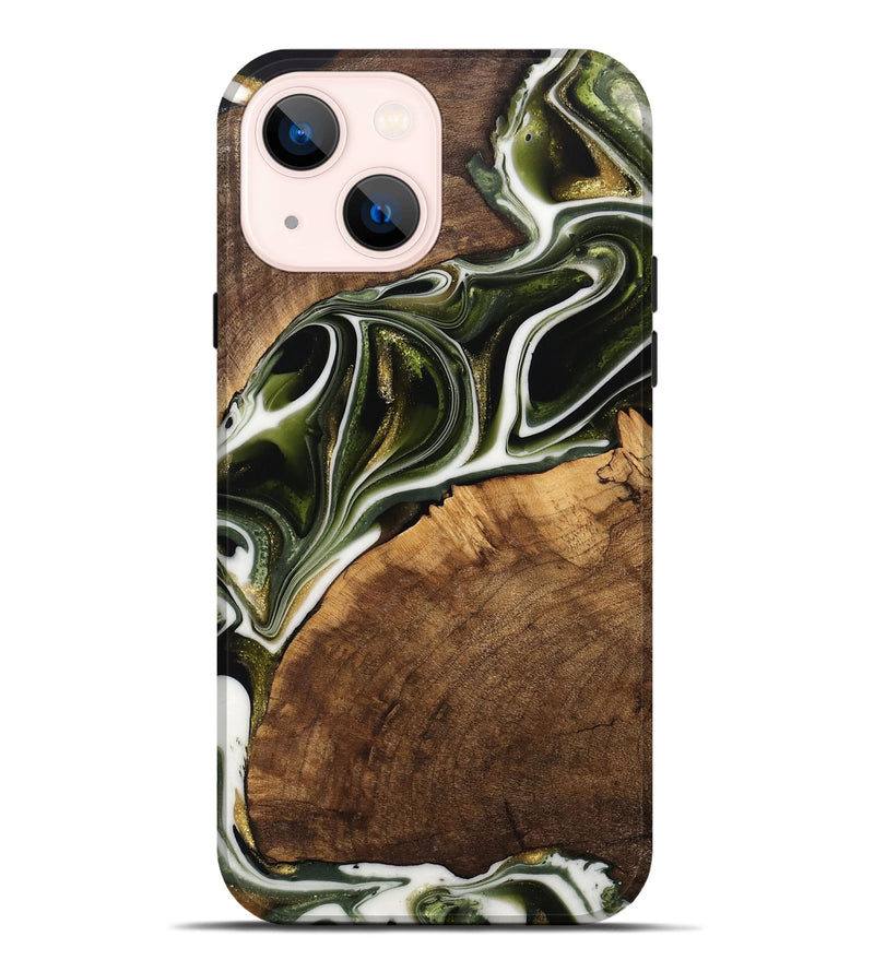 iPhone 14 Plus Wood Live Edge Phone Case - Leigha (Black & White, 741935)