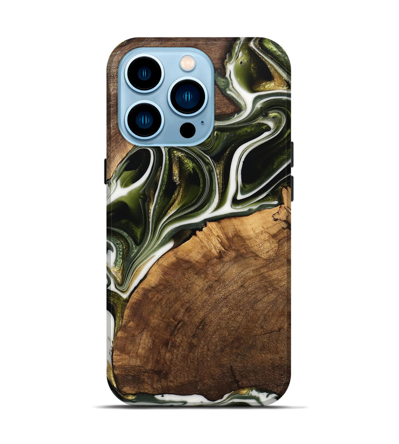 iPhone 14 Pro Wood Live Edge Phone Case - Leigha (Black & White, 741935)