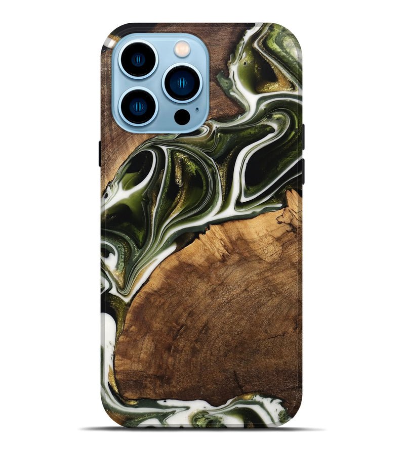 iPhone 14 Pro Max Wood Live Edge Phone Case - Leigha (Black & White, 741935)